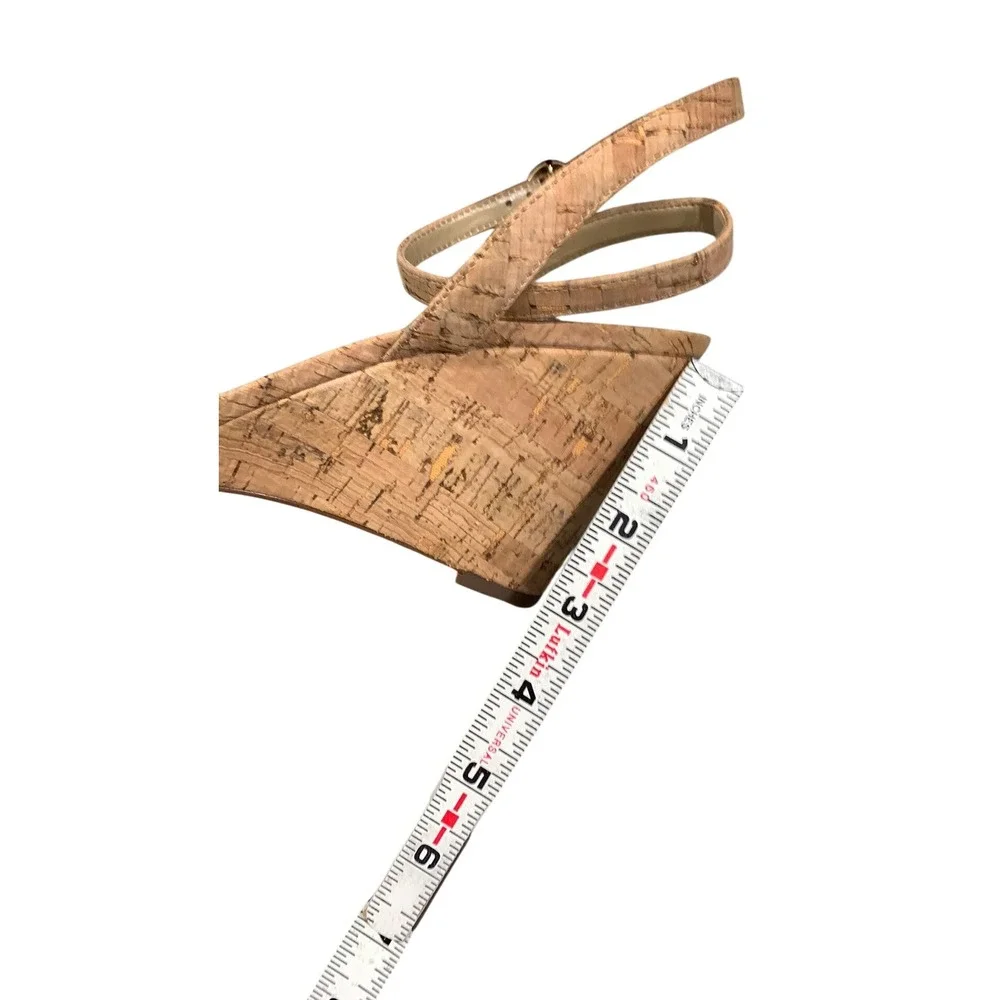 Ann Taylor Womens Cork Wedge Sandals Ankle Strap Open Toe Tan 8M